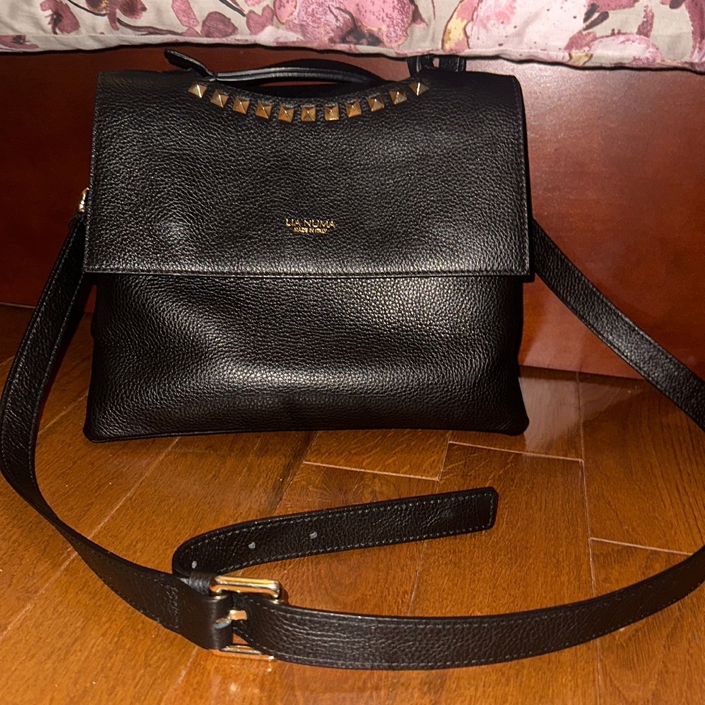 Black Leather Crossbody Bag
